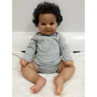 NPK 50CM Soft Body Flexible Reborn Baby Girl Maddie Black Skin African American Baby Handrooted Hair