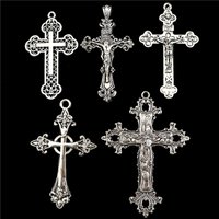 10Pcs Mix Styles Gothic Religion Jesus Cross Breloques Jewelry Accessories DIY Vintage Punk Croix Amulet Pendant Making Bulk