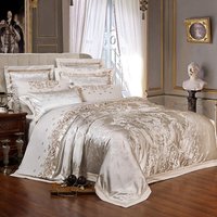 White Jacquard Embroidered Bedding Sets Luxury Satin Cotton Duvet Cover Bed Sheet Pillowcases King Queen Size Bedclothes Set