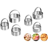 Stainless Steel Non-Stick Cookie Mold, Baking Accessories,Round Cookie Cutter Set with Handle, Kitchen Tools, 3Pcs
