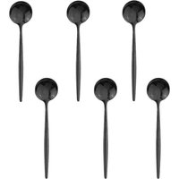 6Pcs Tea Spoo Black Polished Stirring Coffee Spoon Dessert Ice Cream Spoons Stainless Steel Flatware Kitchen Accessories