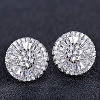 Huitan High Quality Stud Earrings with Brilliant Shape CZ Jewelry Engagement Wedding Earrings for Women