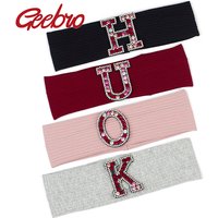 Geebro Newborn Baby Girls Multicolor Rhinestones letter headbands Kids Childs Toddler Cute Ribbed Elastic Accessories Headwrap