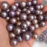 AAA High Luster 9-11mm Purple round Freshwater Pearl Beads Loose Natural DIY Jewelry Making Half-No Hole