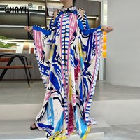 Autumn sukienka Middle East robes de cocktai free Size Women's Half Sleeve Floral Printed Elegant Casual Vacation Loose Dresses