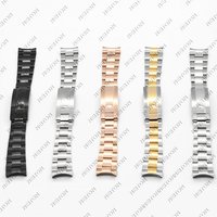 NEITON 20mm Solid Stainless Steel Bracelet Gold/Rose Gold Glide Lock Clasp Silver Black Gold Strap For Date SUB High Quality