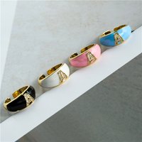 18K Gold Plated Brass New Fashion Enamel CZ Initials Alphabet DIY Name Rings For Women Classic Jewelry Engagement Letter Rings