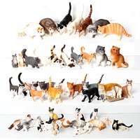 Realistic Cat Animal Model Figures Toy Pet Cat Figurines Playset Cognition Toys Set Christmas Birthday Cake Topper Gift for Kids