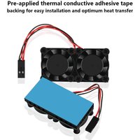Raspberry Pi 4 Cooling Fan Kit Dual Fans with Thermal Conductive Adhesive Tape and Heat Sink for Raspberry Pi 4,3 B+ 2