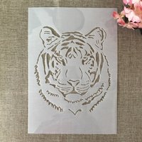 A4 29cm Tiger Head DIY Layering Stencils Wall Painting Scrapbook Coloring Embossing Album Decorative Template