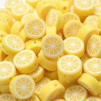 30Pcs/Lot Yellow Lemon Shape Clay Beads 10mm Charm Fruit Polymer Clay Spacer Beads For DIY Jewelry Making Bracelet Accessories