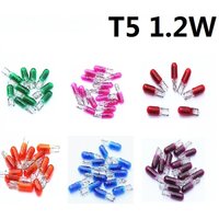 10Pcs 12V 1.2W T5 286 amber red green blue pink purple warm white Light Bulb Dashboard Instrument Panel Brake Light Bulbs