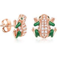 Laya Silver Animal Frog Earrings For Women Pure 925 Sterling Silver Shiny White Cubic Zirconia Green Enamel Jewelry 2021 Trend