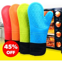 1/2Pcs Professional Oven Gloves Heat Resistant Silicone Gloves Oven Mitts Non-Slip Cooking Barbecue Gants With Soft Inner Lining