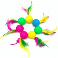 10pcs Mixed Funny Plastic Golf Ball with Feather Cat Toy Interactive Kitten Cat Teaser Ball Toy Pet Supplies