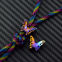 Butterfly Titanium Alloy Brass Knife Lanyard Pendants EDC Tools Mobile Umbrella Rope Bead Gadgets Keyring Paracord Accessories