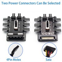 1 to 8 3Pin Fan Hub Pwm Sata Molex Splitter PC Mining Cable 12V Power Suppply Cooler Cooling Speed Controller 4PIN Adapter