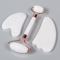 White Jade Face Care Tool Sawtooth Facial Roller Gua Sha Sets Natural Stone Crystal Massager Health Skin Detox Massage Fifting