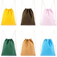 35x39cm Shoulders Drawstring Bundle Pockets Eco Reusable Canvas Shopping Bags Women Students Backpack Bag Cotton Tote Pouch Bag