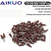 10mm/12mm Cone Shape Mounted Point Grinding Head Sandpaper Flap Sanding Wheel 1/8" Shank Abrasive Tool 15/30/50/100Pcs