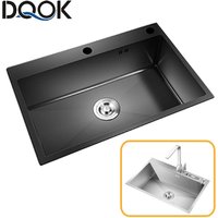 DQOK Stainless Steel Kitchen Sink Slot Dish Basin Kitchen Sink Drain Basket And Drain Pip Rectangular