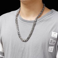 Fongten 66cm Byzantine Chain Necklace for Men Stainless Steel Hiphop Male Choker Charm Necklaces Jewelry Halloween Gift