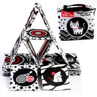 Baby Montessori Book Soft Black and White Flash Cards Washable Nontoxic Fabric Learning Toys for Infant Exercise Visual Sensory
