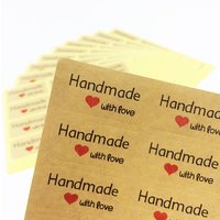 120pcs/lot Handmade with love Kraft paper Heart Adhesive Baking Seal packaging Sticker labels