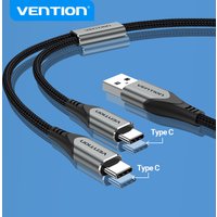 Vention câble USB Type C pour Huawei P40 Pro Mate 30 Pro double USB C cordon de charge USB rapide pour Xiaomi Samsung S20 câble type-c