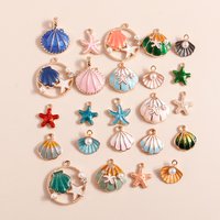 10pcs/lot Cute Marine life Charms for Jewelry Making Enamel Starfish Shell Charms Pendant DIY Necklace Earrings Gift Accessories