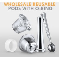 For Nespresso Refillable Coffee Capsule Reusable Filter Pod With Dosing Ring Tamper Coffee Maker Machine Accessories Tools