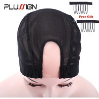 Plussign Wig Caps For Making Wigs 1Pcs U Part Ventilated Wig Cap With 2Pcs Hair/WIG Combs Mesh Dome Cap Small Medium Large Size