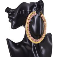 CuiEr 10cm Stunning Over size 4" Huge Hoop earrings for women Crystal Rhinestones Big fashion Exaggerated stage jewelry