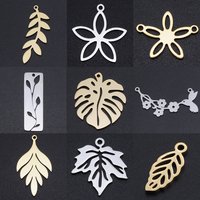 10pcs/lot Flower Leaf DIY Charms Wholesale 316 Stainless Steel Natural Bird Connectors Charm Turtle leaves Jewelry Pendant