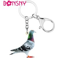 Bonsny Acrylic Carrier Pigeon Key Chains Bird Key Rings Bag Car Purse Decorations Keychains For Women Girls Teen Men Charms Gift