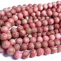 Veemake Natural Red Pink Thulite Round Loose Gemstone Necklaces Bracelets Earrings Women's Beads For Jewelry Making 07033