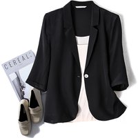 Birdsky, 1pc Women blazer office lady suit outwear Jacket Top Blazers natural 100% mulberry silk Black White, S-110