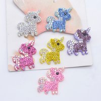 12Pcs 27*30mm Bling Kawaii Unicorn Rhinestone Patches for DIY Clothes Hat Decor Headwear Hairband Supplies Accessories Applique