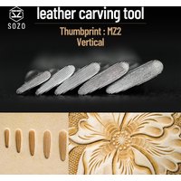 SOZO MZ2 – outil d'estampage pour le travail du cuir, empreinte de pouce verticale dans la selle Sheridan, fabrication de timbres de sculpture en acier inoxydable 304