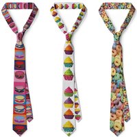 Funny Dessert Printed Mens Ties Fashion Casual 8cm Slim Neck Ties for Men Festival Party Wedding Accessories Business Ties