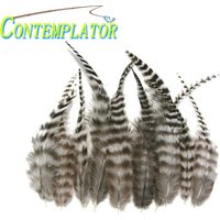 New 30pcs/bag 2optional colors Fly Tying Striated Rooster Feathers Natural Dry Fly Barred Cock Saddle Hackle Feather Trout Flies