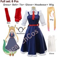 New Anime Miss Kobayashi's Dragon Maid Tohru Cosplay Costume For Women Lacauch Kobayashi Holiday Party Maid Uniforms Costume Wig