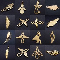 10pcs/lot diy angel wing stainless steel charm pendant wholesale cupid leaf bohemia jewelry bracelet connector charms
