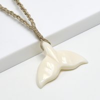 NGX039 Man Jewelry New Zealand Maori Tribes Pendant Natural Bone Whale's Tail Hemp Rope Weaving Beach Leisure Surfing Necklace