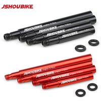 JSHOU BIKE French Valve Extenders Caps Core Adapter RED And BLACK Alloy Stem 40 60 80 100 120mm W/ Alloy Cap & Tool