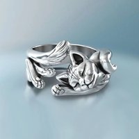 Cute Fortune Cat Animal Rings Couple Jewelry Adjustable Finger Rings For Men Lover Women Lady Male Valentine's Day Gift