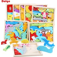 Heiße Neue 3D Puzzle Holz Spielzeug Baby Lernen Bildungs Hand Erfassen Bord Cartoon Tier Obst und Gemüse Puzzle Spielzeug Geschenke