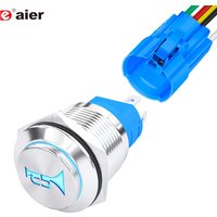 DaierTek Horn Button Switch 12V Momentary Push Button Switch Speaker LED Stainless Steel 16mm Metal Switch for Automotive Marine