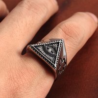 Retro Stainless Steel All-Seeing Eye Ring Men Punk Hip Hop God's Eye Street Mens Ring Fashion Jewelry Gifts