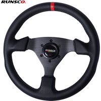 Flat Steering Wheel 330mm Leather Aluminum Frame Drift Sim Racing Pc Game Steering Wheel 13Inch Universal